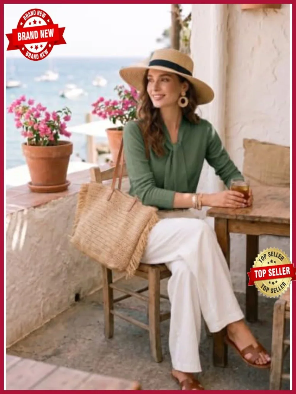 Women's Knit Pullover Sweater Elegant Knot Neckline Business Casual Long Sleeve